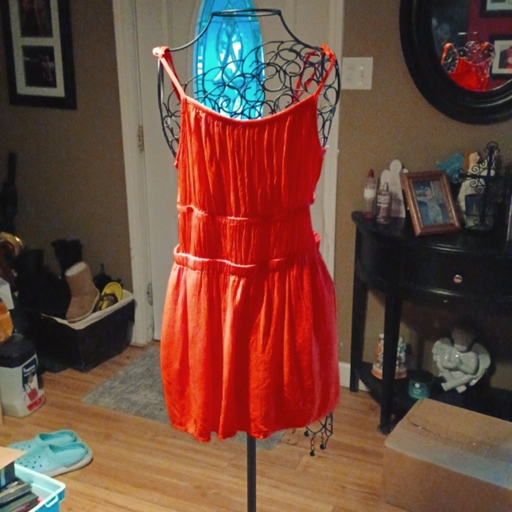 Arizona Jean Co cherry toma top with cut out sides from J C Penny.